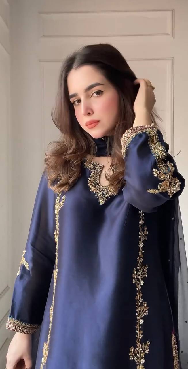 Navy Noir Gold-Embroidered Suit